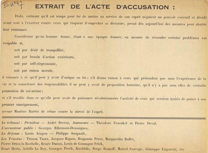 Extrait de l’acte d’accusation du procès Barrès