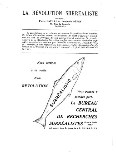 La Révolution surréaliste, n° 1, 1er décembre 1924